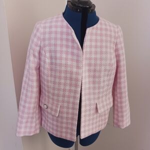 Kasper Blazer Pink white Checked Size 8 Spring Easter Elle Woods Tweed